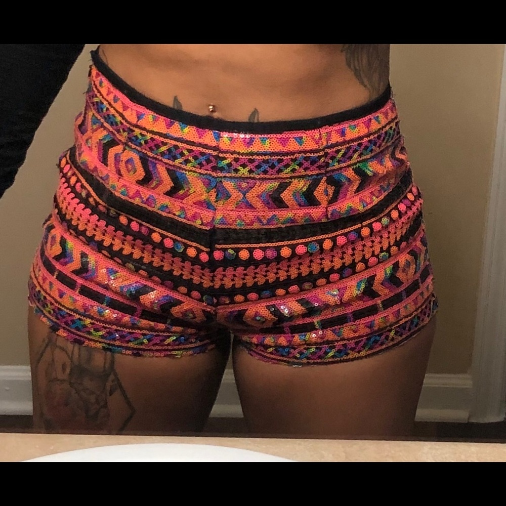 Tribal Sequin Patterned Shorts